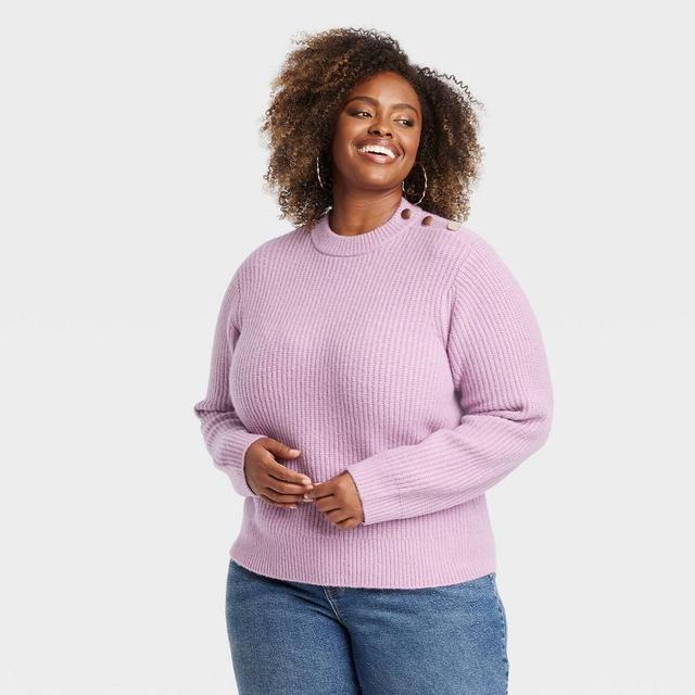 Womens Crewneck Pullover Sweater - Ava & Viv Mauve 1X Product Image