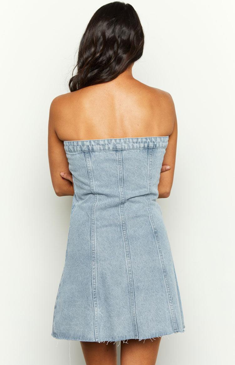 Wilma Blue Denim Corset Mini Dress Product Image