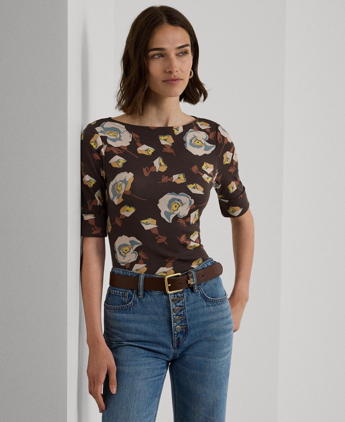 Lauren Ralph Lauren Womens Floral Boat-Neck Tee Product Image