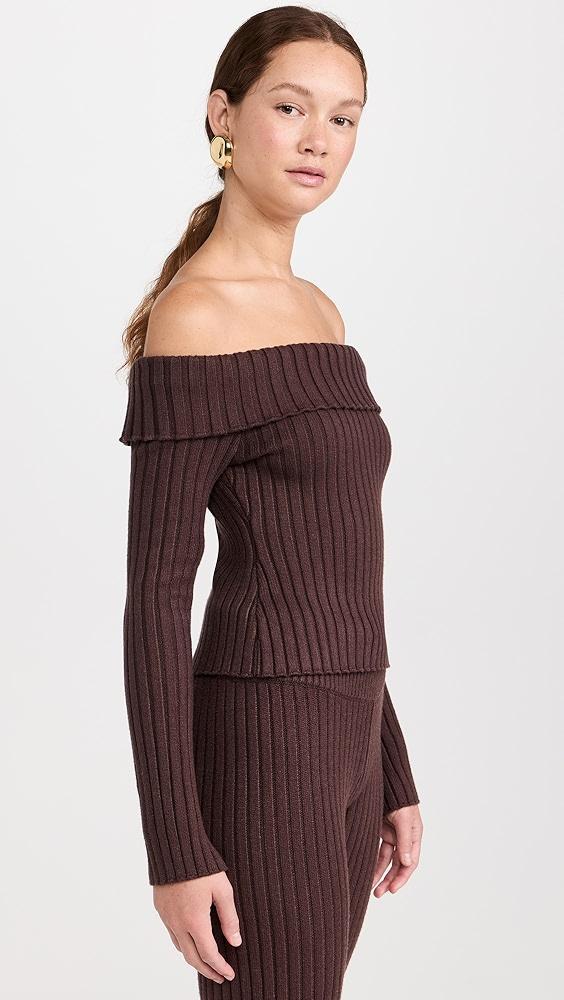 GUIZIO Thalia Rib Off Shoulder Sweater | Shopbop Product Image