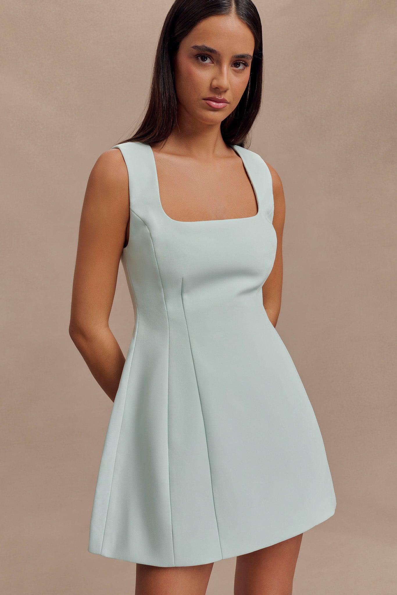 Lysandre Crepe Mini Dress - Ice Blue Product Image