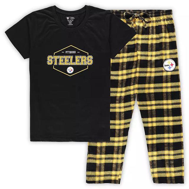 Womens Concepts Sport /Gold Pittsburgh Steelers Plus Size Badge T-Shirt & Pants Sleep Set Product Image