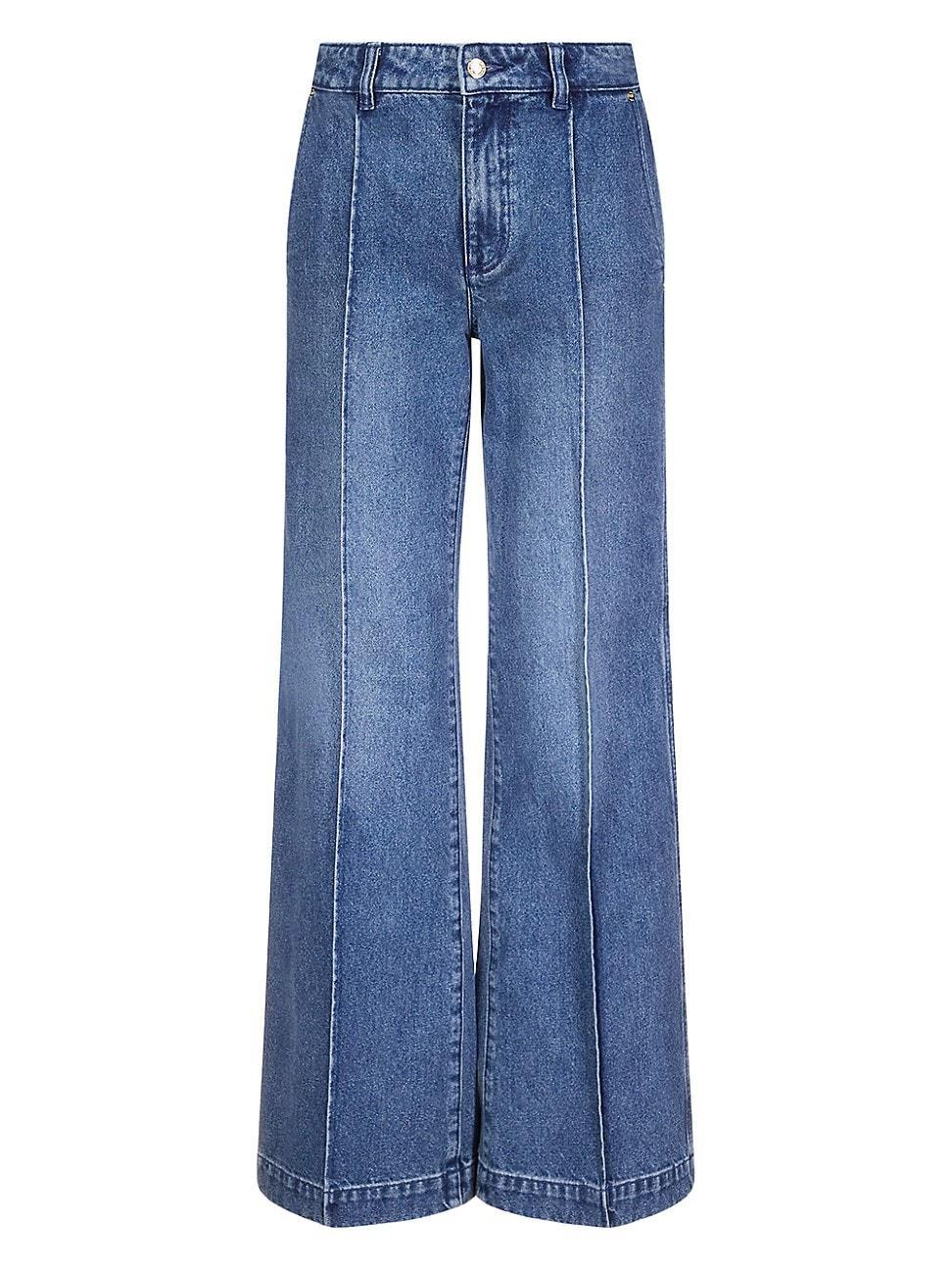 Womens Pintuck Wide-Leg Jeans product image