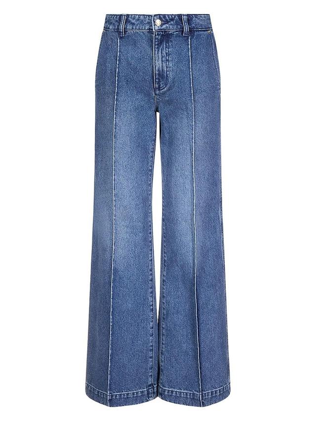 Womens Pintuck Wide-Leg Jeans Product Image