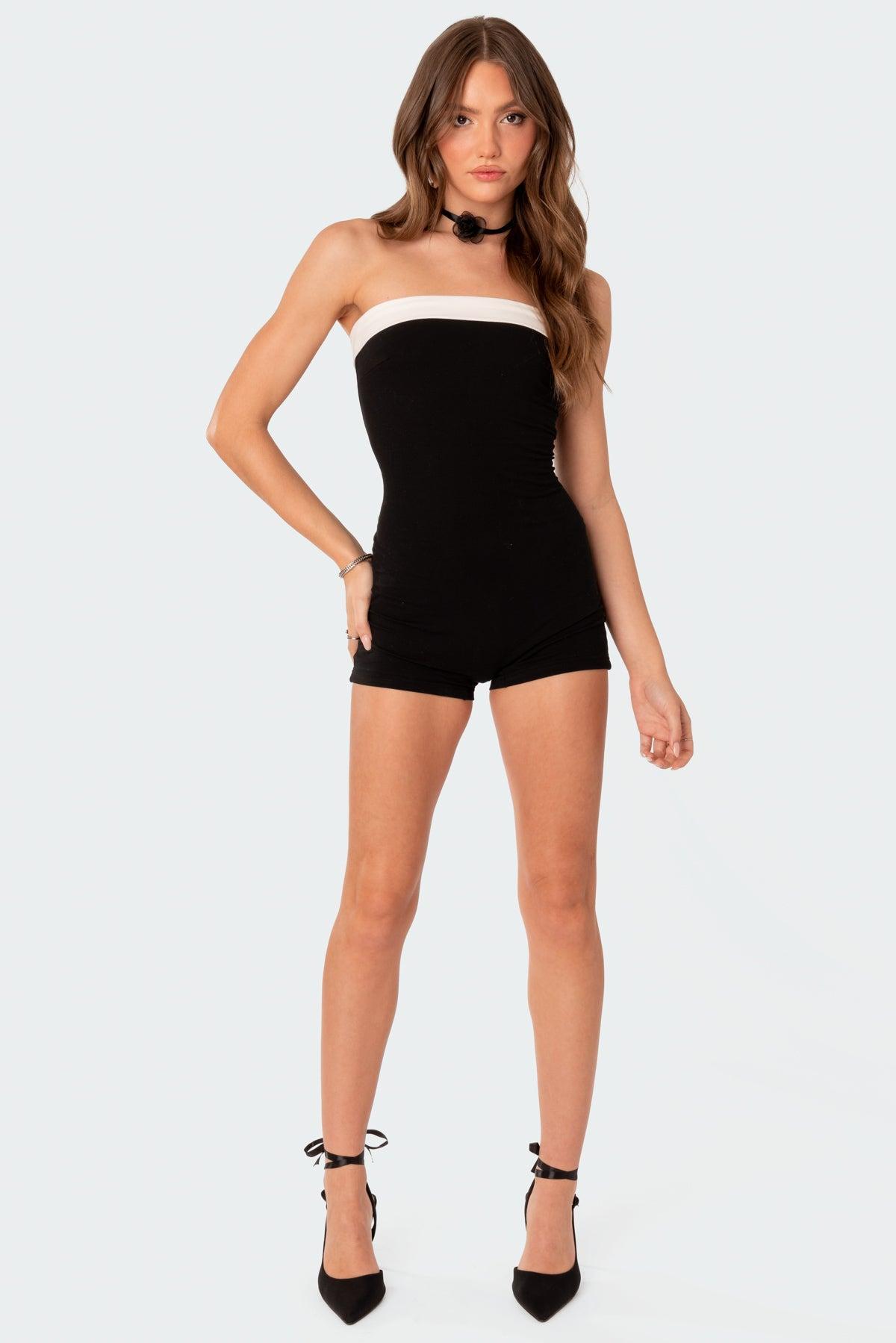 Priyah Contrast Fold Over Romper Product Image