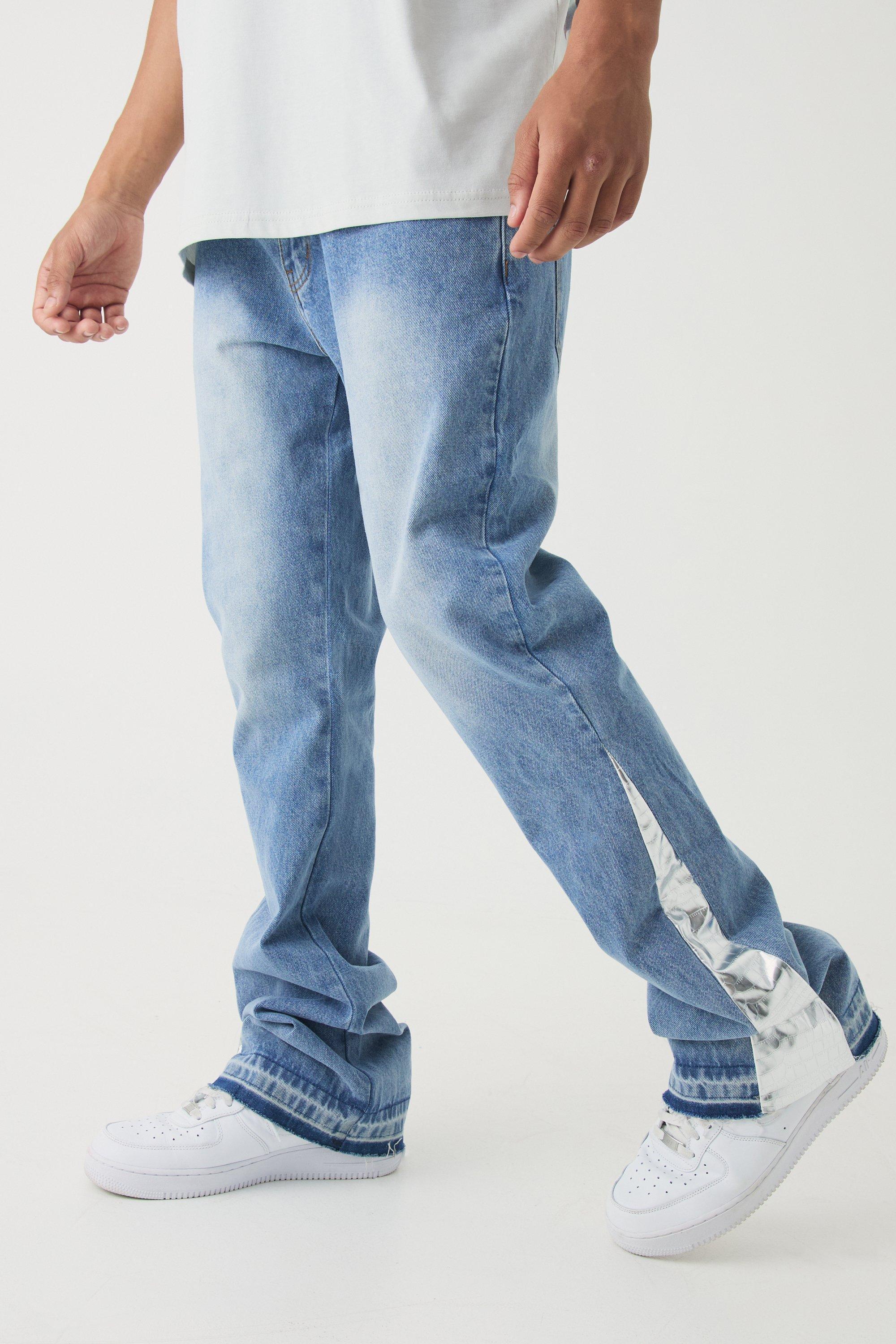 Slim Rigid Flare Pu Gusset Jeans | boohooMAN USA Product Image