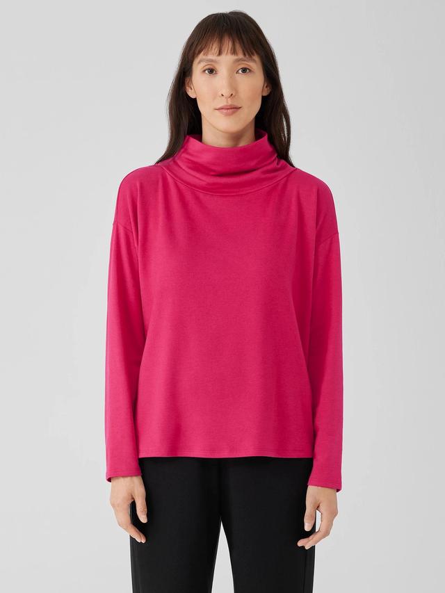 EILEEN FISHER Cozy Brushed Terry Hug Funnel Neck Topfemale Product Image