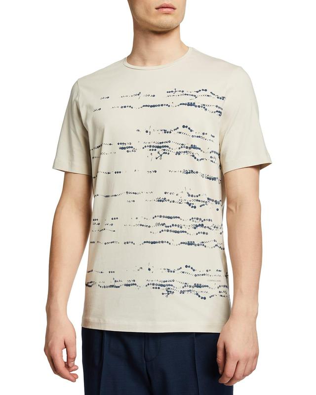 Corneliani Men's Painted Cotton T-Shirt - Size: 50 EU (40 US) - WHITE Product Image