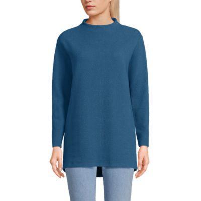 Women's Petite Long Sleeve Textured Pique Funnel Neck Tunic Product Image