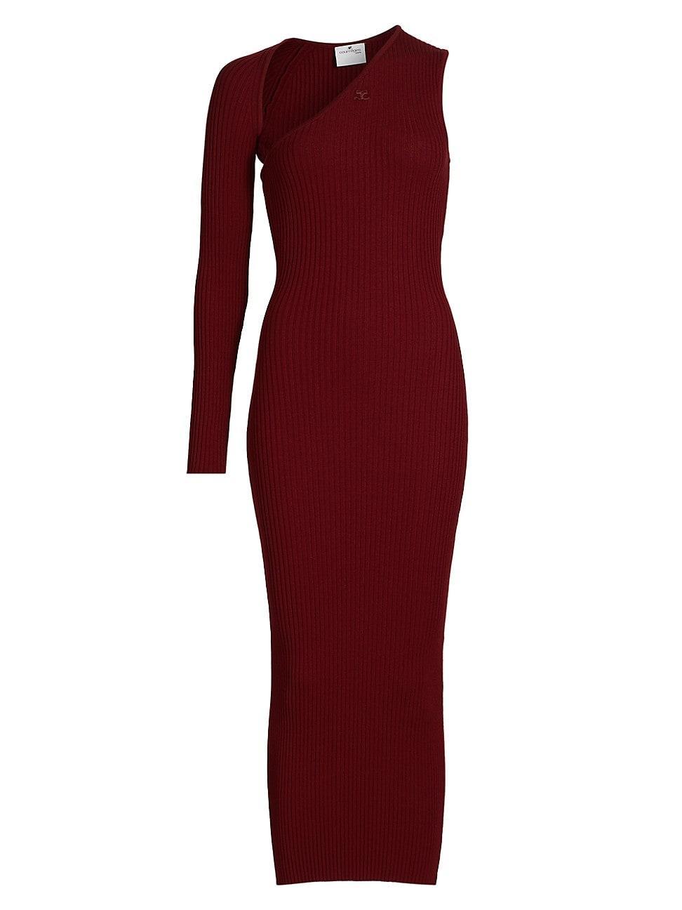 Womens Slash One-Shoulder Rib-Knit Midi-Dress Product Image