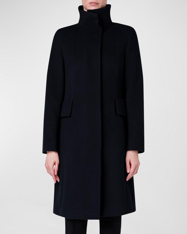 Akris punto Stand Collar Wool Blend Fleece Coat Product Image