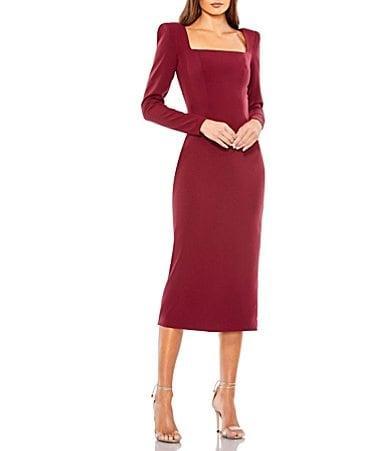 Mac Duggal Square Neck Long Sleeve Midi Dress Product Image