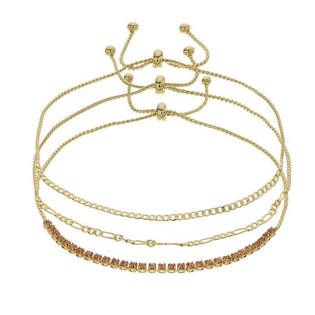 Brilliance Crystal Bracelet Trio Set, Womens, Gold Tone Brown Product Image