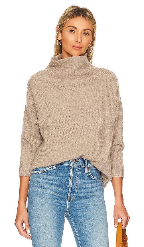 Autumn Cashmere Funnel Neck Sweater in Taupe. Size M. Product Image