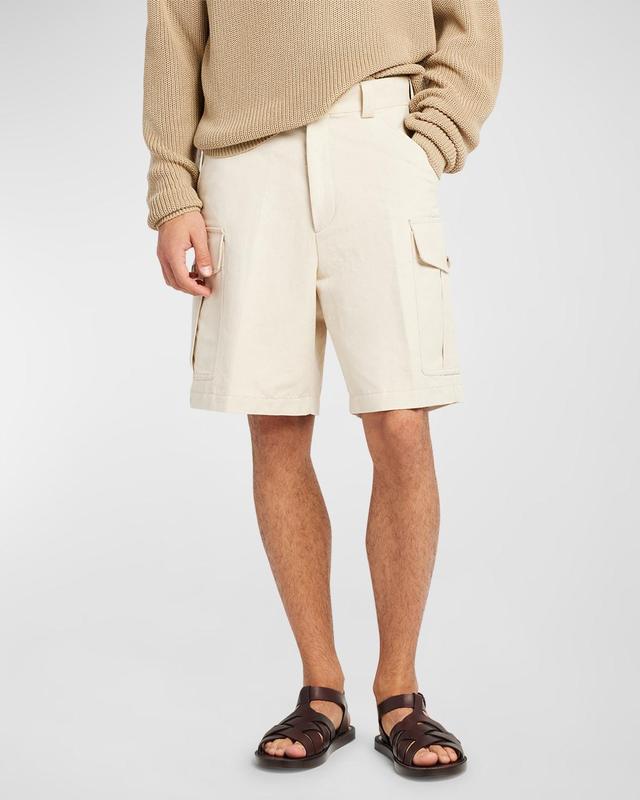 Mens Bizen Cotton-Linen Bermuda Cargo Shorts Product Image