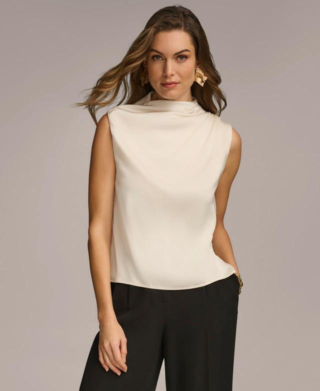 Women's Draped Mock Neck Sleeveless Top Product Image