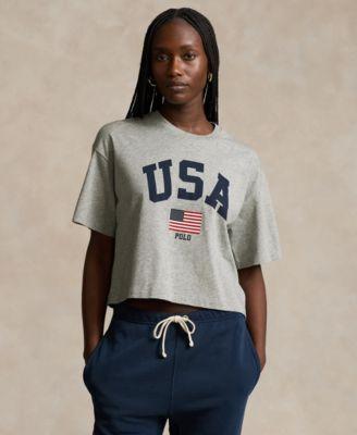 Polo Ralph Lauren Womens Team Usa Graphic Jersey Cropped Tee Product Image