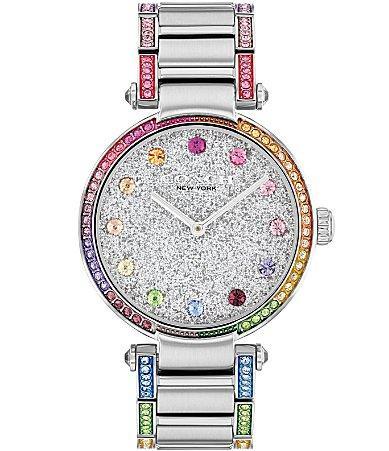 COACH Womens Cary Quartz Analog Crystal Rainbow Pave Stainless Steel Bracelet Watch Product Image