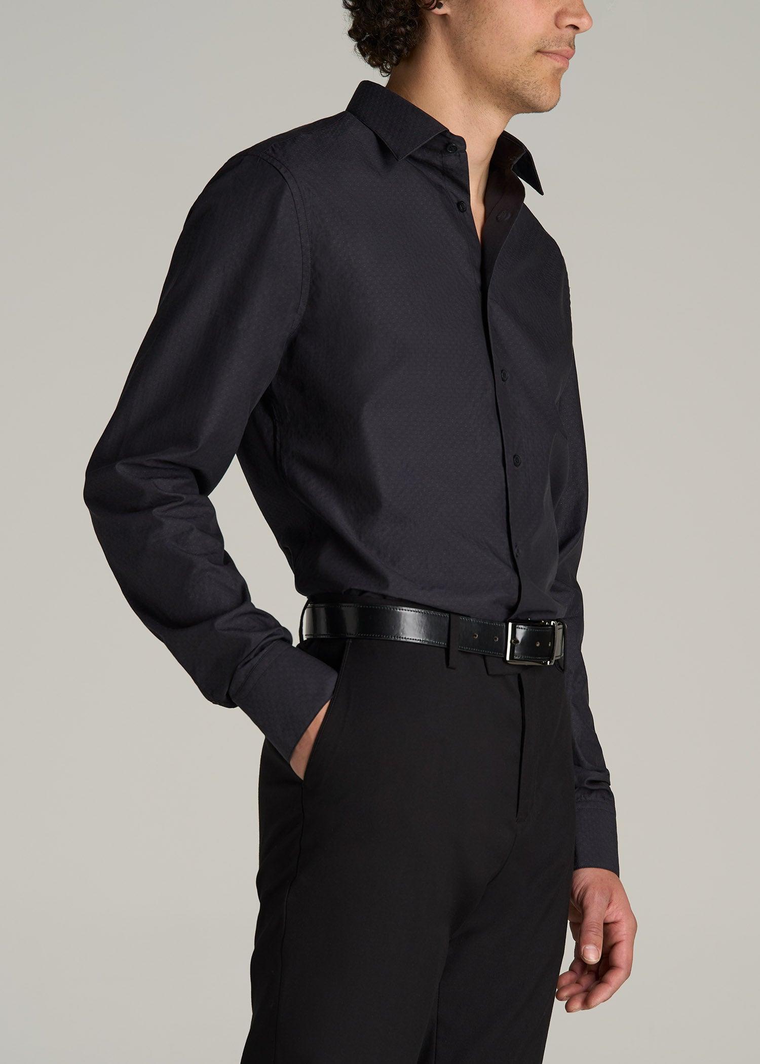 Premium Dress Shirt for Tall Men in Black Diamond Product Image