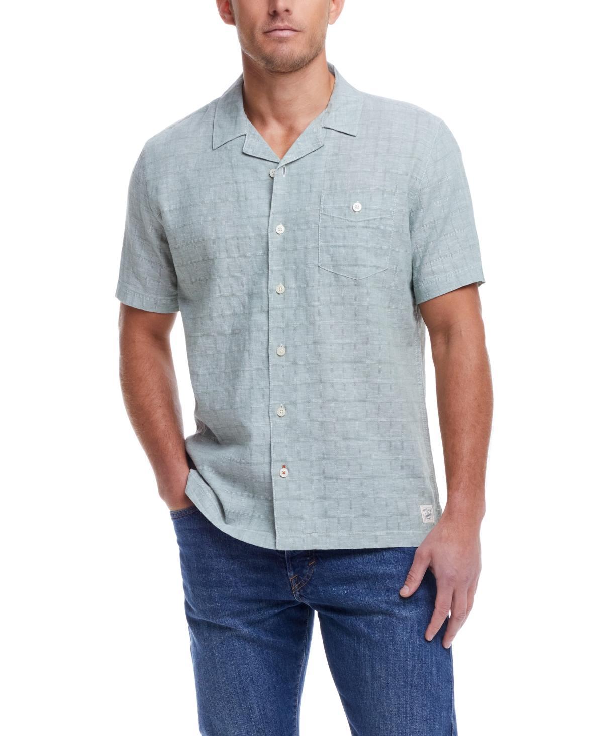 Weatherproof Vintage Mens Short Sleeve Linen Cotton Grid Dobby Shirt Product Image