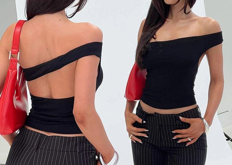 One Shoulder Backless Crop Top product image