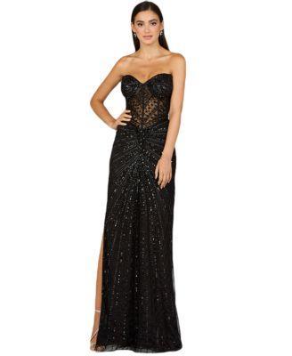 Women's Embellished Strapless Gown with Slit Product Image