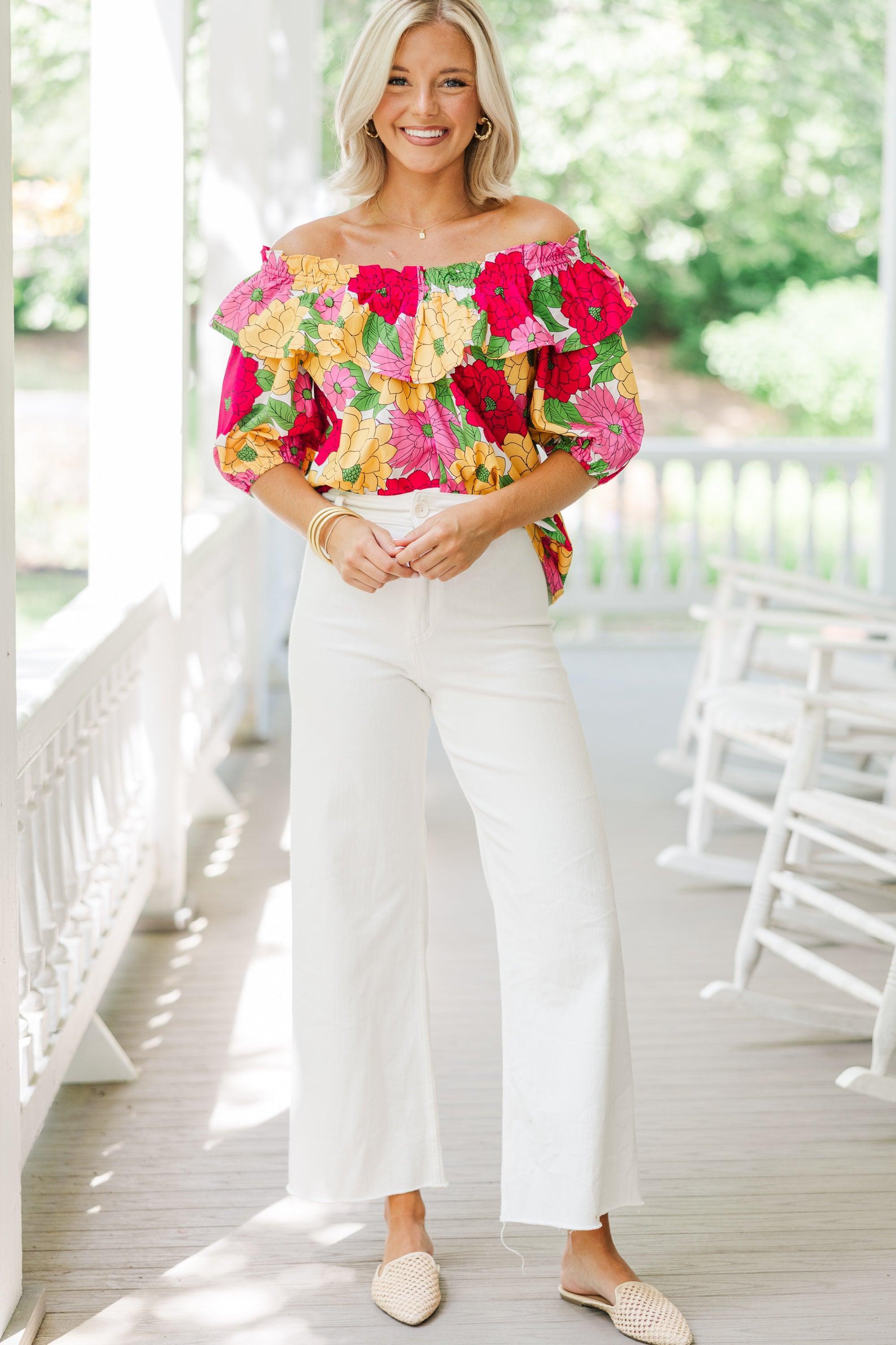 Back To Good Fuchsia Pink Floral Blouse Female Product Image