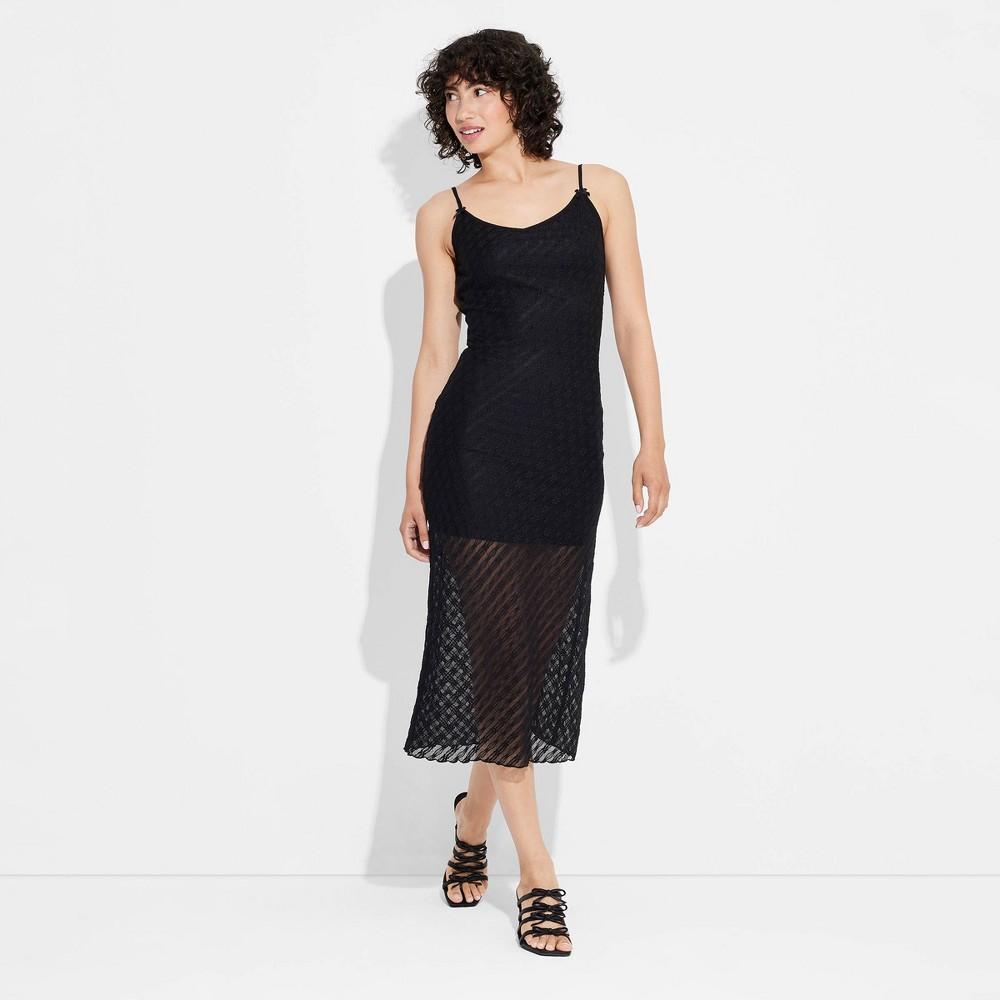 Womens Bow Lace Midi Dress - Wild Fable Black XS Product Image