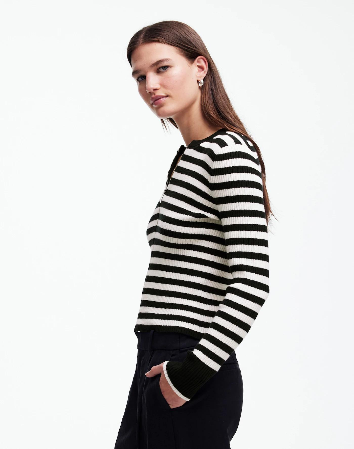 Zip-Front Cardigan in Stripe Product Image