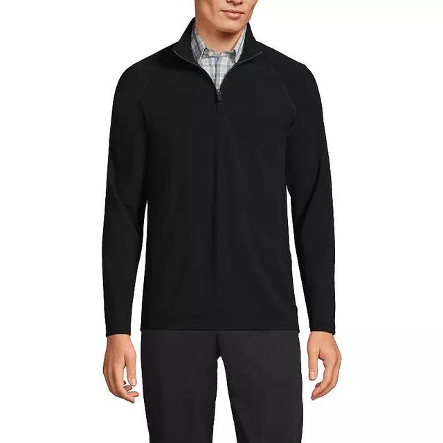 Big & Tall Lands End Long Sleeve Hybrid Textured Quarter Zip Pullover, Mens Product Image