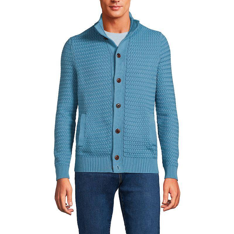 Mens Lands End Long Sleeve Drifter Mock Neck Cardigan Product Image