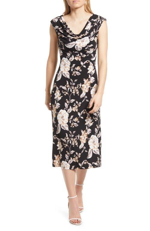 Connected Apparel Floral Print Cowl Neck Midi Dress product image