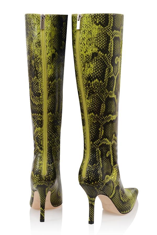 Royale Green Print Knee High Boots Product Image