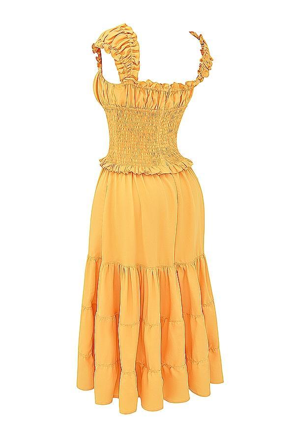 Phedra Tangerine Shirred Sundress Product Image