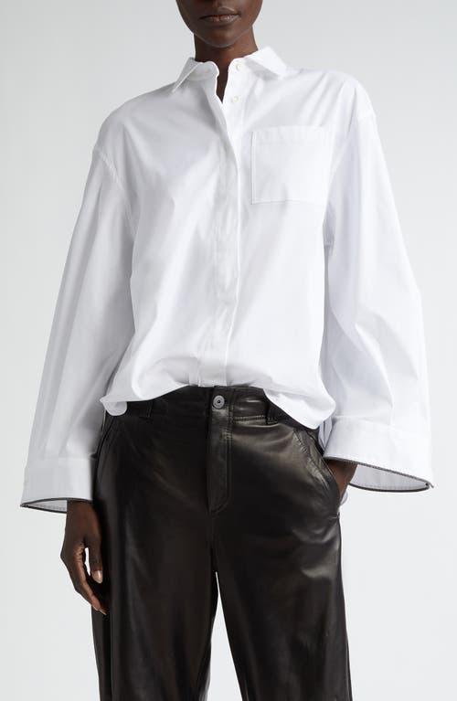 Brunello Cucinelli Monili Trim Stretch Poplin Button-Up Shirt Product Image