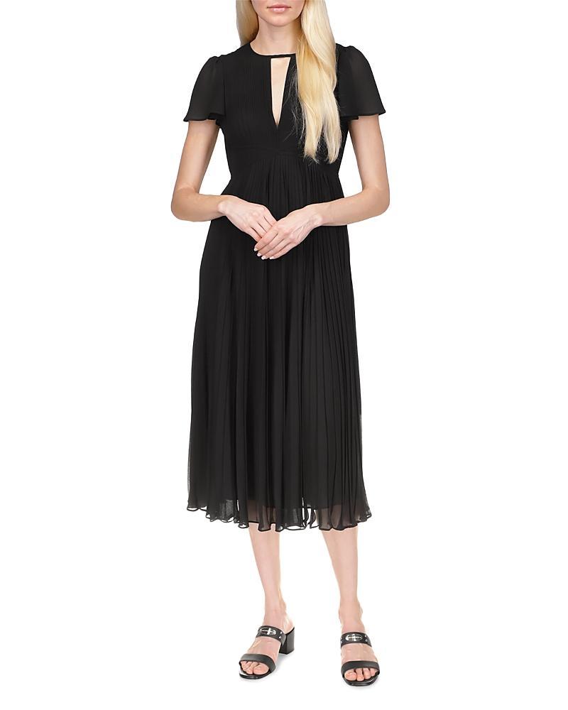 Womens Pleated Short-Sleeve Midi-Dress Product Image