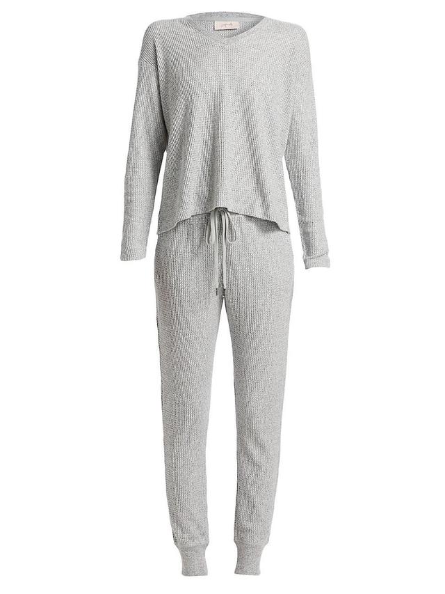 Womens Waffle-Knit Lounge Pajama Set Product Image