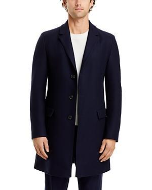 Hugo by Hugo Boss Mens Slim-Fit Wool Classic Black Overcoat Product Image