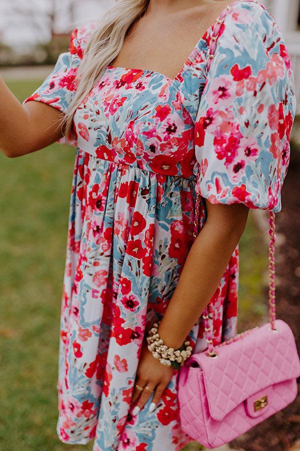 Sprinkle Of Sass Floral Babydoll Dress in Hot Pink Product Image