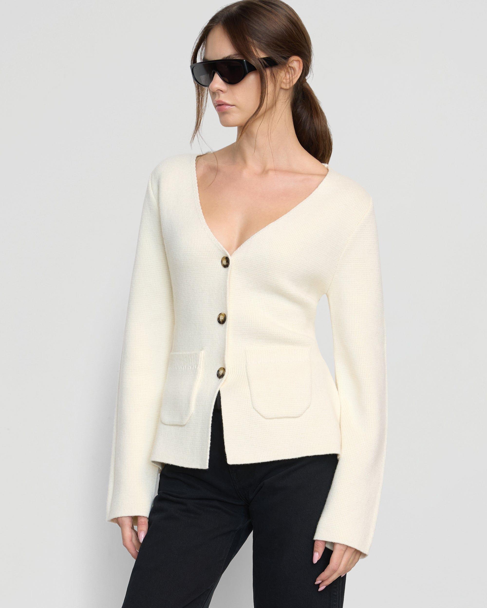 Maeve Organic Cotton-Wool V-Neck Cardigan Product Image