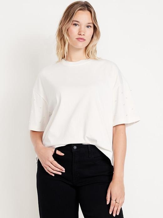 Oversized Crew-Neck Embellished T-Shirt Product Image