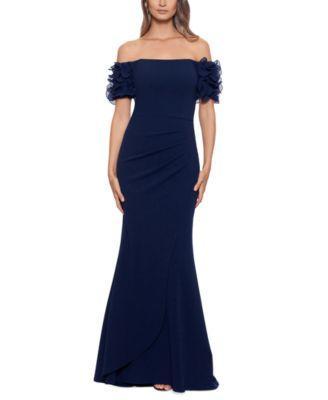 Xscape Off-The-Shoulder Ruffled-Sleeve Gown Product Image