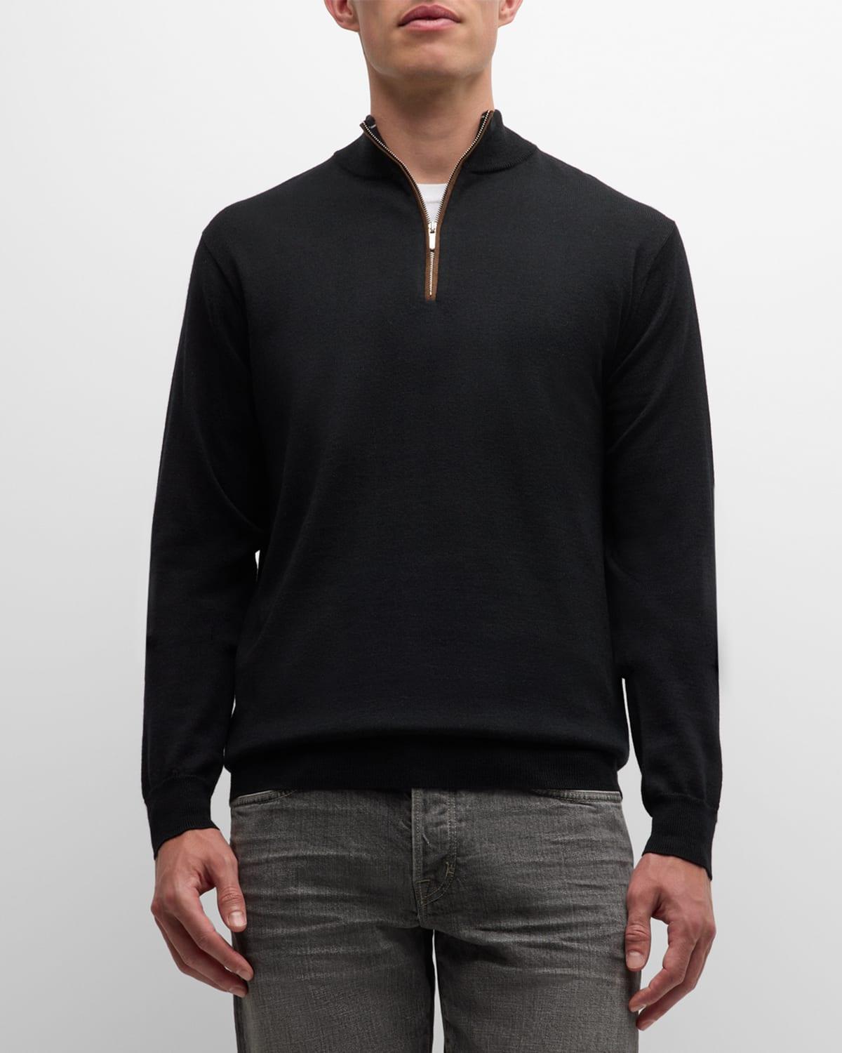 Mens Autumn Crest Suede-Trim Quarter-Zip Sweater Product Image