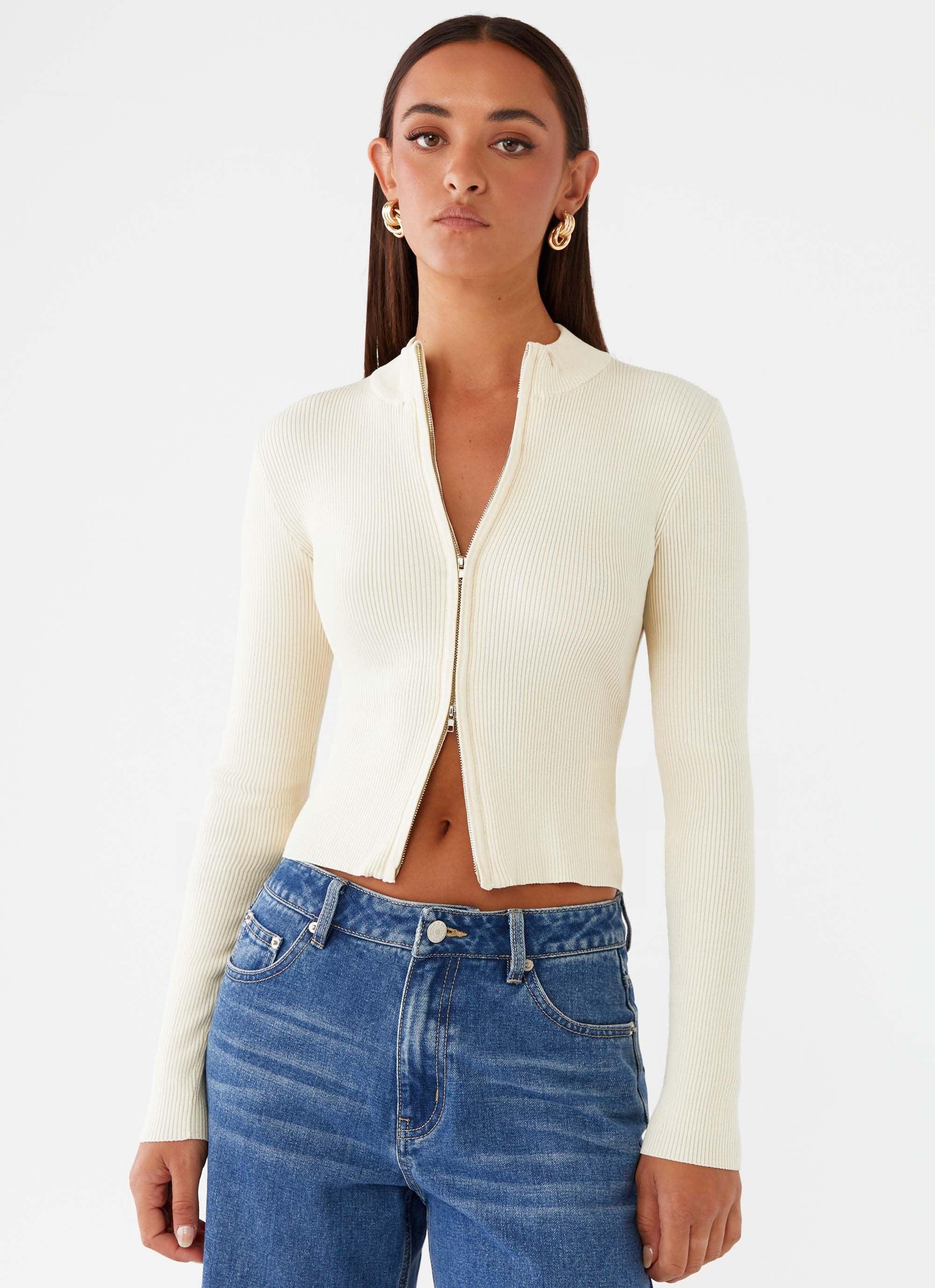 Tilly Long Sleeve Knit Top - Cream Product Image