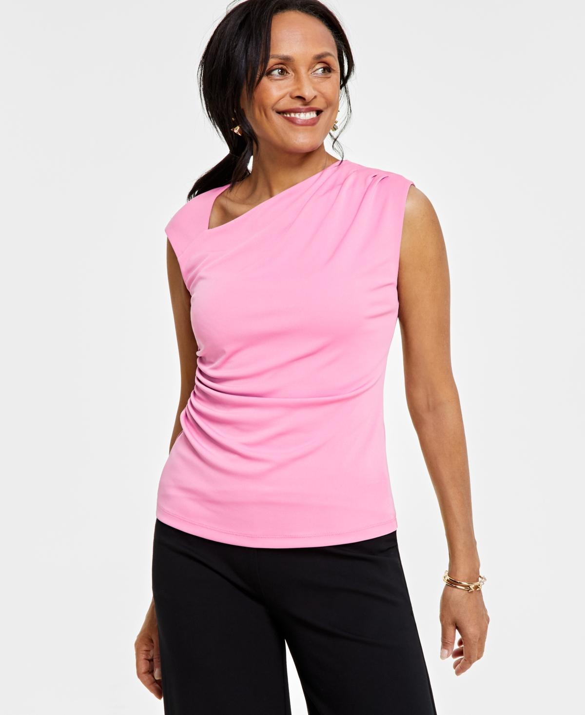 Women's Draped Asymmetrical-Neck Sleeveless Top, Created for Macy's Product Image