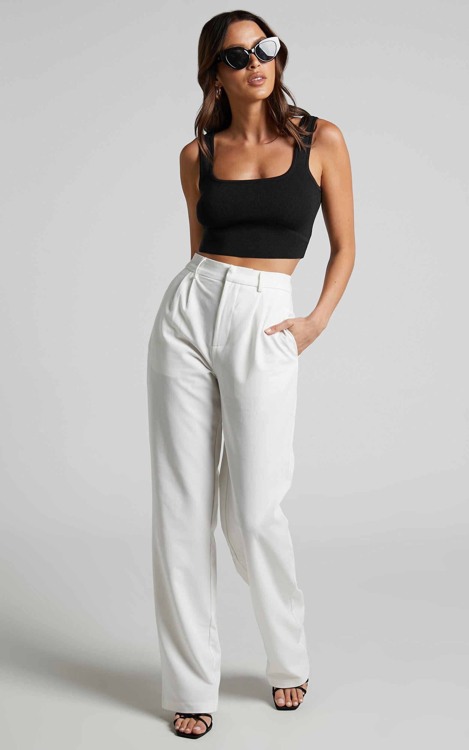 Lorcan Pants - High Waisted Tailored Pants in White product image