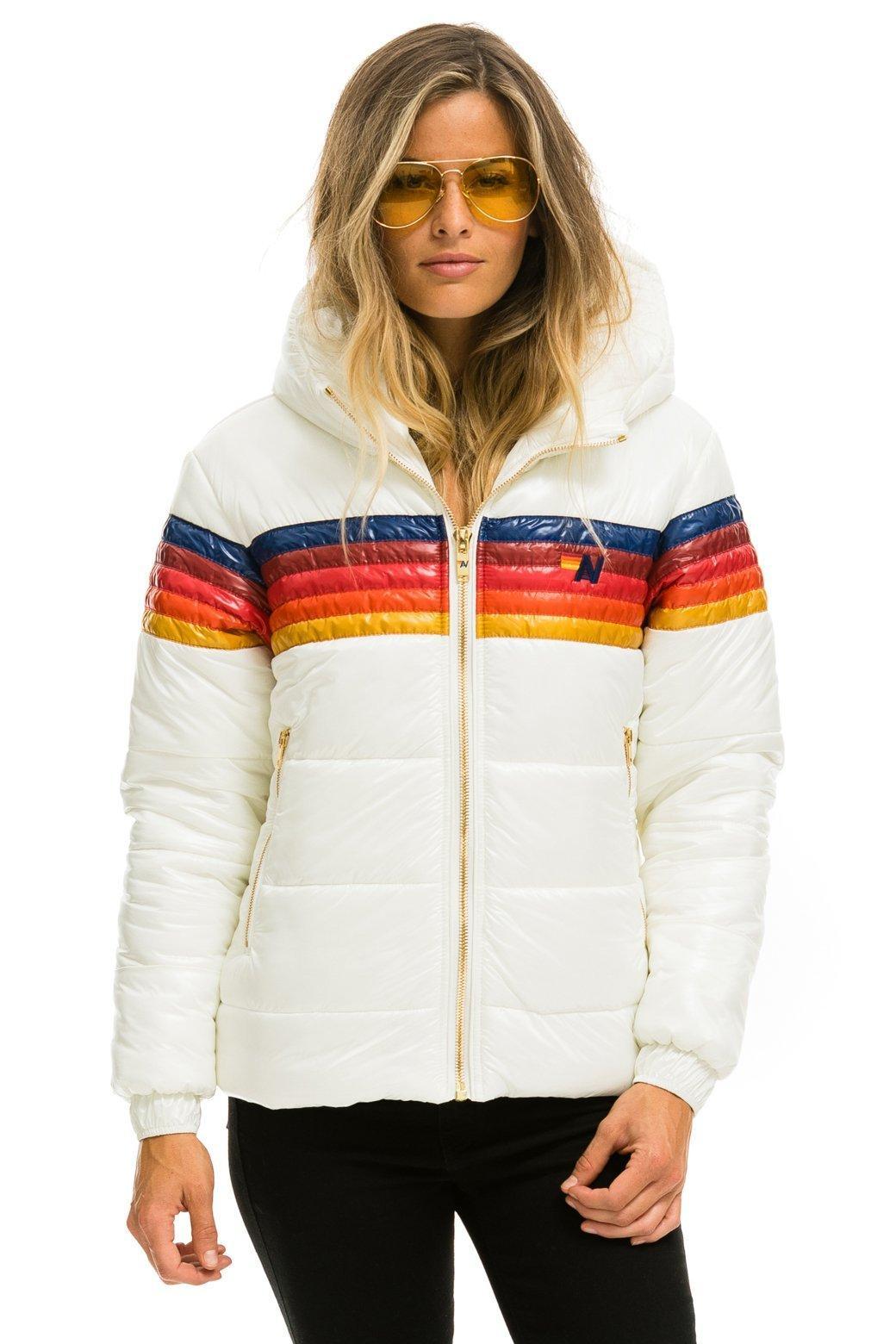 5 STRIPE LUXE TREKKER JACKET - GLOSSY WHITE Female Product Image