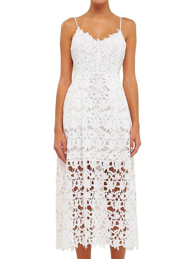 Womens Lace Cami Midi Dress Product Image