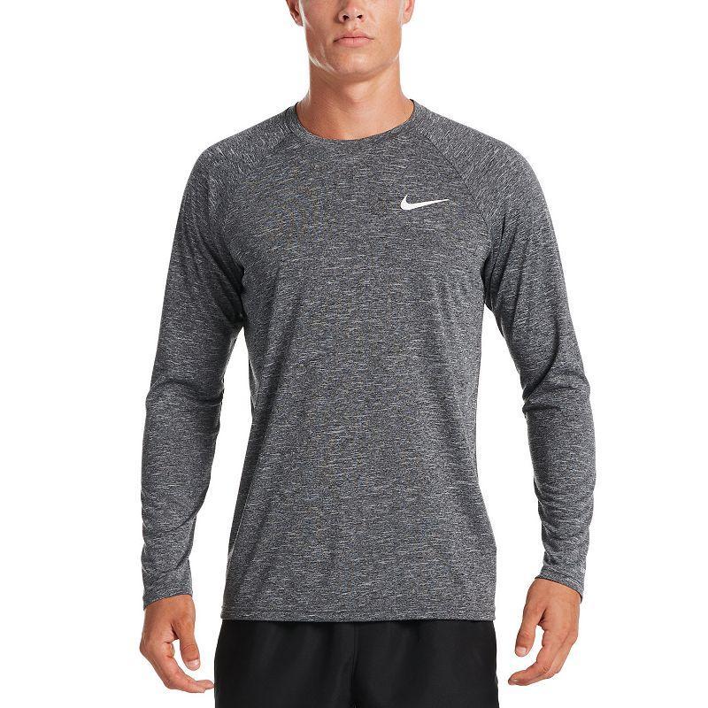 Mens Nike Dri-FIT UPF 40+ Hydroguard Heathered Long Sleeve Swim Tee Grey Product Image