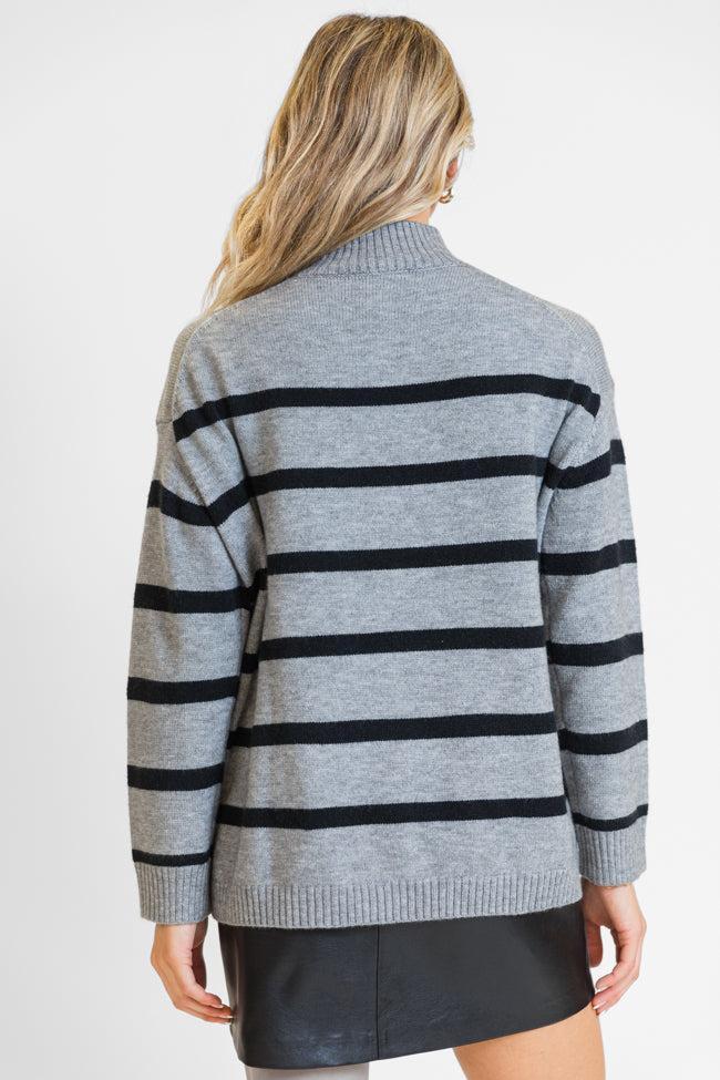 Where I'm Going Charcoal Oversized Stripe Turtleneck Sweater SALE Product Image